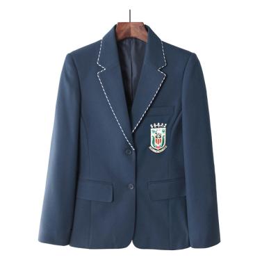 China Anti-shrinkage; Anti-wrinkle ; New Reyrs Fabric School Uniform Designs British School Anti-fouling Recycled Blazer Top With Braid For Girls for sale