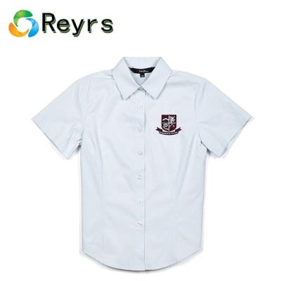 China QUICK DRY Reyrs Short Sleeve Shirt For School Girls White Uniform Shirt for sale