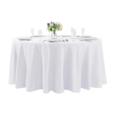 China TC033 Restaurant Polyester Wholesale Custom Outdoor Party Wedding Tablecloth White Round Table Cloth for sale