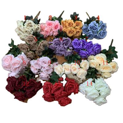 China Large Artificial Flower Wholesale Durable Silk Rose Flower For Wedding Decoration Artificial Flower Heads FB210430-10 for sale