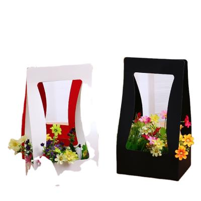 China Flower Packing Popular Flower Decoration Flower Paper Handbag Flower Box for sale