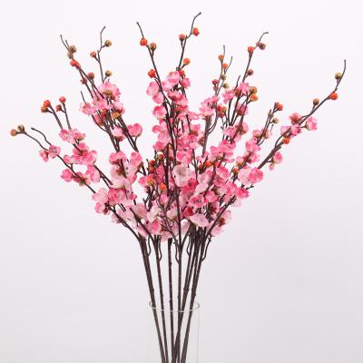 China Wholesale Large Artificial Flower Durable Silk Plum Flower Bouquet Plum For Wedding Decoration for sale