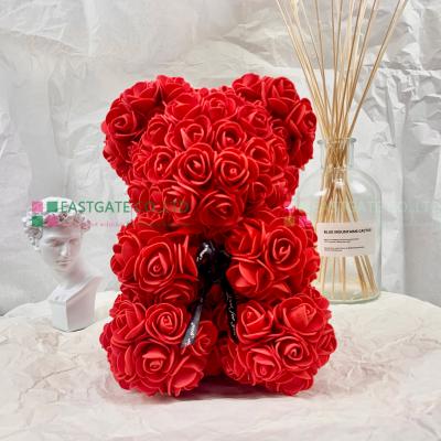 China EG001 Green Environmental Protection Rose Bear Rose Teddy Bear Wholesale Foam/PE Rose Bear For Valentines Day Gifts for sale