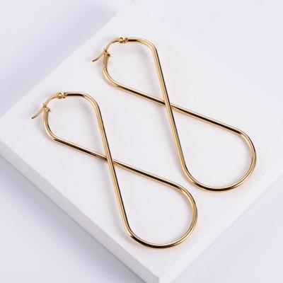 China FASHIONABLE Wholesale Tasty Long Earring 18k Gold Stainless Steel Number 8 Earring Cuffs For Women Accessories for sale