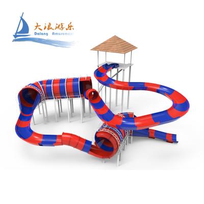 China Aqua Park Amusement Aqua Park Fiberglass Closed Spiral Water Raft Slide To Play Prizes for sale