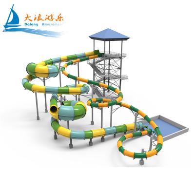 China UV protection adult water park/high temprature prevention Dalang brand amusement park fiberglass slide manufacture for sale