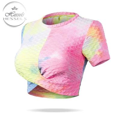 China Breathable Quick Dry Women's Short Sleeve T-shirt Sports Tops Fitness Yoga Breathable Sports Shirt for sale