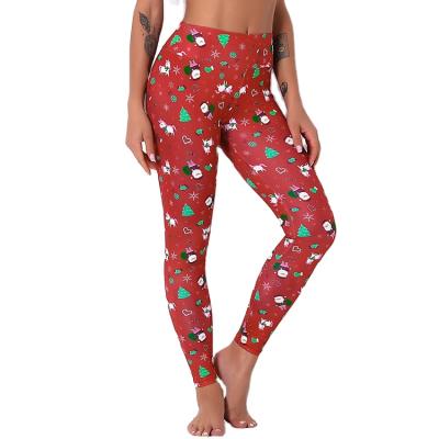 China High Waist Yoga Pants Fashion Women Peach Heart Christmas Print Breathable Workout Leggings for sale