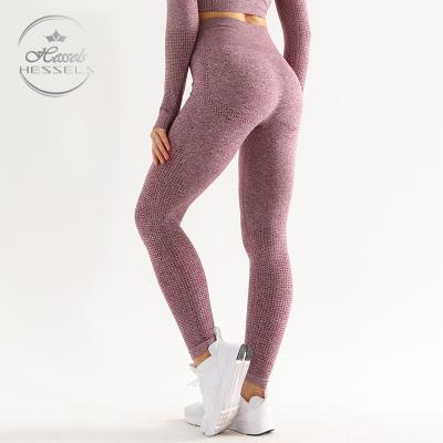 China Breathable Customize High Waist Yoga Pants Purple Nylon Sweat-wicking Yoga Wear Pant for sale