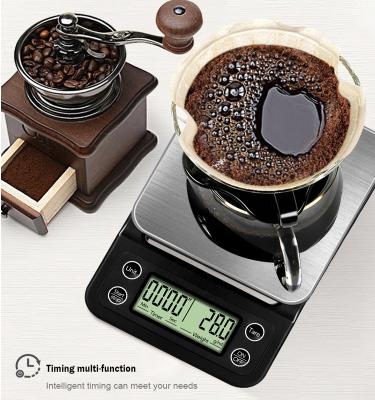 China WITH LID stainless steel kitchen scales digital coffee scale digital timer 3kg 0.1coffee for sale