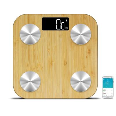 China Accurate Bamboo Smart Dynamic Blue Tooth Scale Body Fat Scale Digital Environmental Protection Desktop Scales for sale