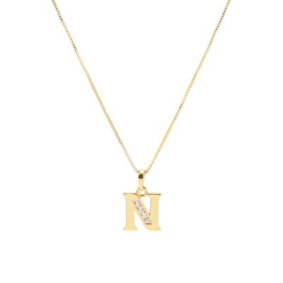 China Fashion Jewelry Europe and America Homeshing Gold Plated Zircon Letter Necklace Pendant Chain Part Charms Initial Necklace for sale