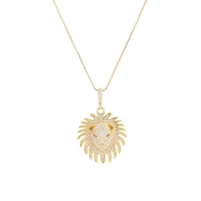 China Hip hop newcomers hip hop pendants 18k gold plated lion necklaces zircon charm jewelry homeshing necklace for sale