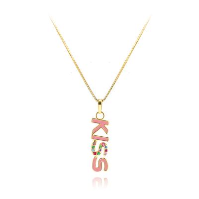 China Europe and America homeshing custom minimalist chain necklaces letter zircon jewelry hip pendant hop for sale