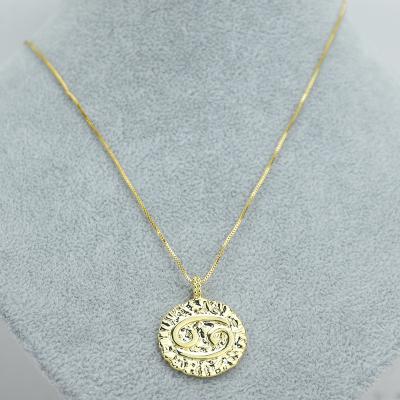 China CLASSIC Homeshing Self Developed Fashion Gift Round Zircon Stone Zodiac Pendant Necklace Jewelry 12 Sign Gold Plated Horoscope Stone for sale