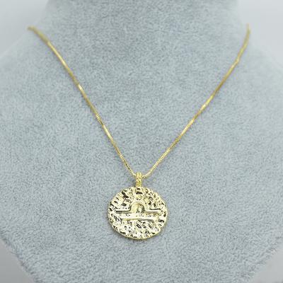 China New designed homeshing CLASSIC Libra zircon charm 12 horoscope jewelry zodiac symbol chain brass pendant necklace for sale