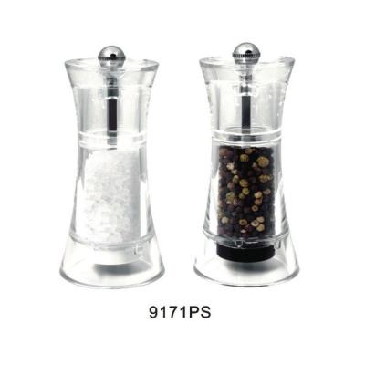 China Best Selling Kitchen Tableware Plastic Acrylic Grinder Set 13cm Full Body Clear Transparent Large Pepper Salt Grinder for sale