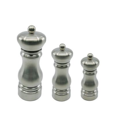 China Kitchenware Large Metal Full Body Stainless Steel Brushed FION Peppermill Stainless Steel Salt Mill Grinder for sale