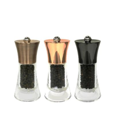 China Kitchenware 13cm Stylish Metallic Tall Antique Look Copper Gunmetal Color Plated Plastic Top Vase Shape Peppermill Mill Grinder for sale