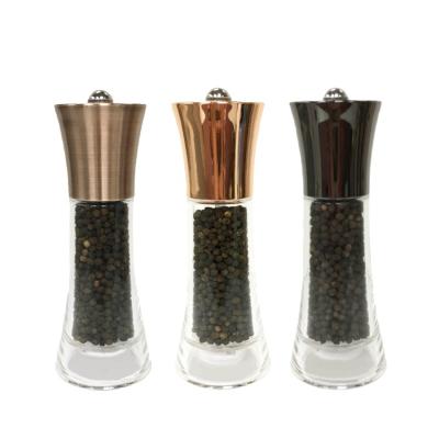 China Hot Sale 18cm Kitchenware Metallic Tall Antique Look Copper Gunmetal Color Plated Plastic Top Vase Shape Peppermill Mill Grinder for sale