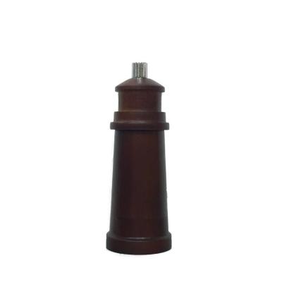 China Dark Brown White Salt Mill Grinder 14cm 18cm Peppmill Washing Light Tower Kitchen Tableware Elegant Full Body Shape for sale