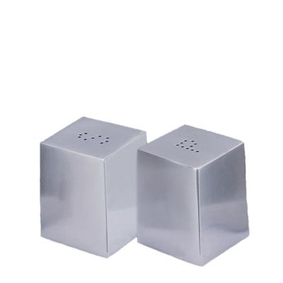 China Kitchenware Classic 5cm 8cm Tall 12cm Square Shape Stainless Steel Salt Pepper Shakers Set for sale