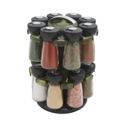 China Round Hot Selling Herb and Spice Carousel Turntable Kitchenware Round Rack with 16 Shaker Jars for sale