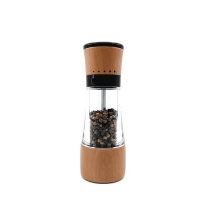 China Kitchenware Best Selling 18cm Brown Color Natural Beech Grind Select Pepper Salt Grinder Mill for sale