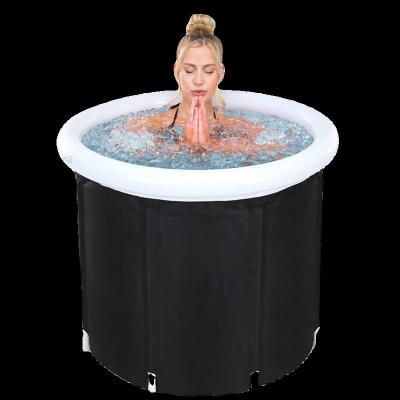 China Modern Round Foldable Freestanding Spa Bathtub for Soaking in Shower Stall Adults Ice Bath Recovery Barrel Tub for sale