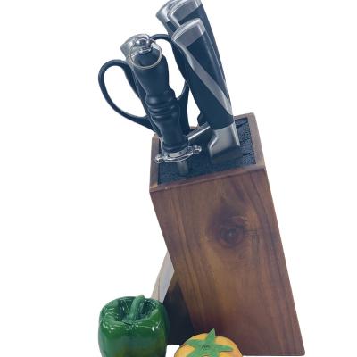 China Sustainable High Quality Hollow Handle Kitchen Knife Set With Wood Universal Block for sale