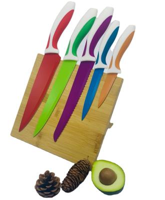 China Sustainable Double Sided Bamboo Magnetic Knife Holder With Knife Set For Kitchen for sale