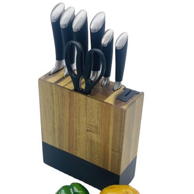 China Excellent Sustainable Quality 6pcs Hollow Handle Stainless Steel Kitchen Knife Set With Wooden Block for sale