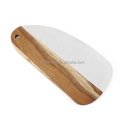 China Viable New Design Black Marble With Acacia Wood Cutting Board Kitchen Serving Tray Cheese Board for sale