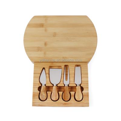 China Disposable Bamboo Cheese Set With Drawer Slide-out And Knife Set Chopper And Ceramic Bowl Cutlery Set for sale