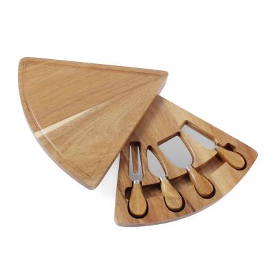 China Sustainable High Quality Factory Wholesale Acacia Wooden Cheese Revolving Set With 4 Knives for sale