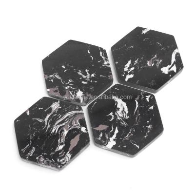 China Factory Hot Selling Marble Hexagon Tea Coffee Mug Viable Coaster For Drinks Set Of 4 for sale