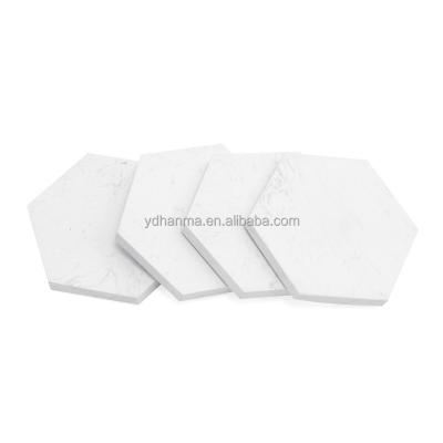 China Factory Hot Selling White Marble Hexagon Tea Coffee Mug Viable Coaster For Beverage Set Of 4 for sale