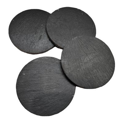 China Sustainable Factory Wholesale Round Shape Black Slate Coaster Gift Home Decor Personalized Slate Stone Absorbent Coasters for sale