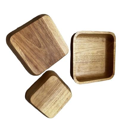 China Sustainable Natural Rubber Wooden Tableware Salad Bowl Serving Dish Bowl For Fruits Or Salads for sale