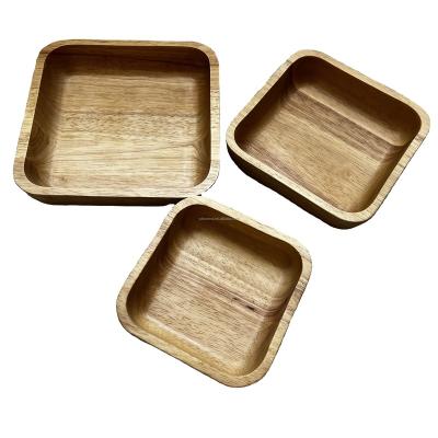 China Sustainable Rubber Wooden Tableware Salad Bowl Serving Dish Bowl For Fruits Or Salads for sale