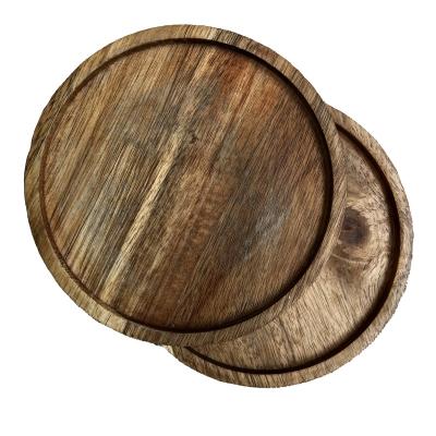 China Sustainable Acacia Log Trays Serving Bread Dishes For Fruit Salad Tray Food Dish Vegetables for sale