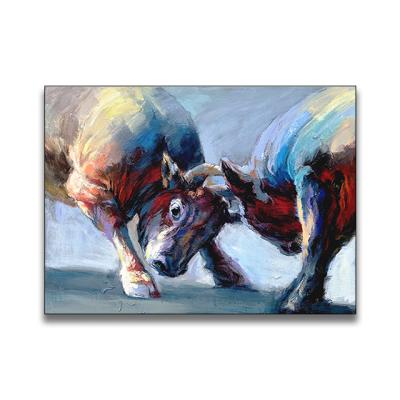 China & Impressionist 90*120cm Xiamen Supplier 100% Bull Animal Wall Art Oil Paintings Color Art Handmade Canvas Artist for sale