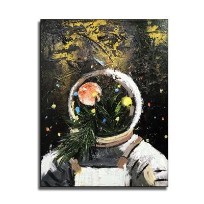 China Abstract for hotel bar room flower astronaut pure hand-painted oil painting for sale