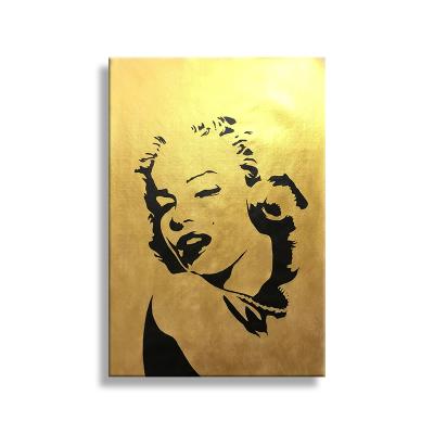 China New Handcrafted Oil Painting of Golden Marilyn Monroe Classical/Postmodern Black Wall Decor for sale