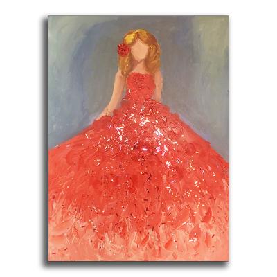 China Modern Wall Art Oil Painting Prints Modern Home Decor Portrait with Evening Dress Prints for sale