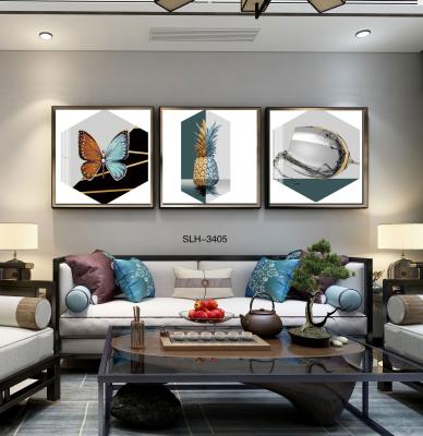 China Abstract 3 Pieces Home Decor Hotel Decoration Porcelain Crystal Wall for sale