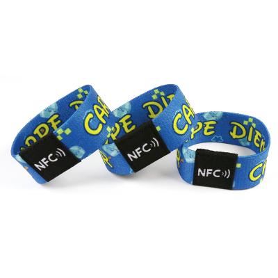 China MINI RFID TAG customized wristbands NFC wristbands polyester woven elastic rfid wrist band for sale