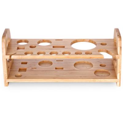 China Custom Natural Bamboo Shaker Bar Tools Rack Bamboo Cocktail Bar Tools Rack Cocktail Accessory Collection Rack for sale