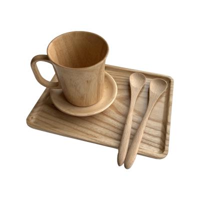 China OEM ODM Factory Price Workable Creative Rubber Wood Wooden Coffee Mug Tea Mug Sets for sale