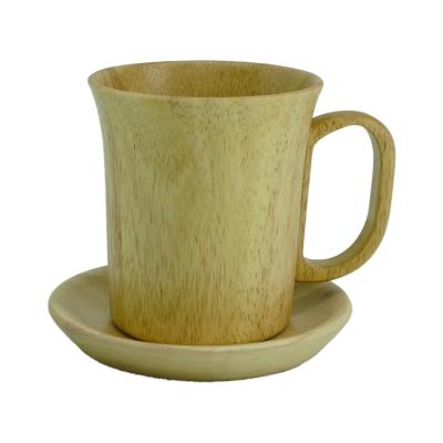 China Sustainable Traditional Environmental Rubber Wood Coffee Mug Tea Cup Wooden Mug for sale